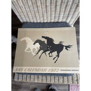 Vintage 1972 Sas Calendar Illustrated By Otto Nielsen Horse Equestrian Ponies